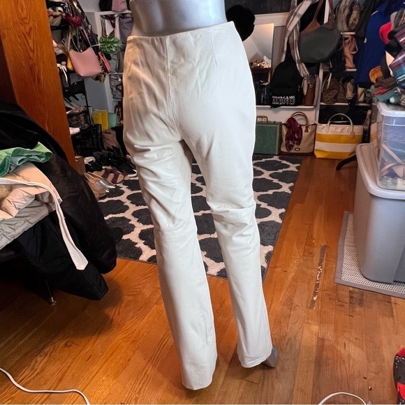 Stunning Vintage 90’s TOMMY HILFIGER Cream Soft Leather Slacks - Picture 4 of 8